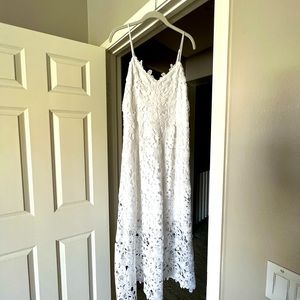 EXPRESS White Lace Midi Dress NWT